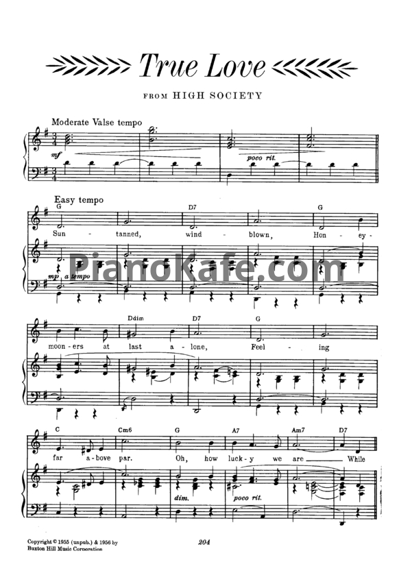 Ноты Cole Porter - True love - PianoKafe.com