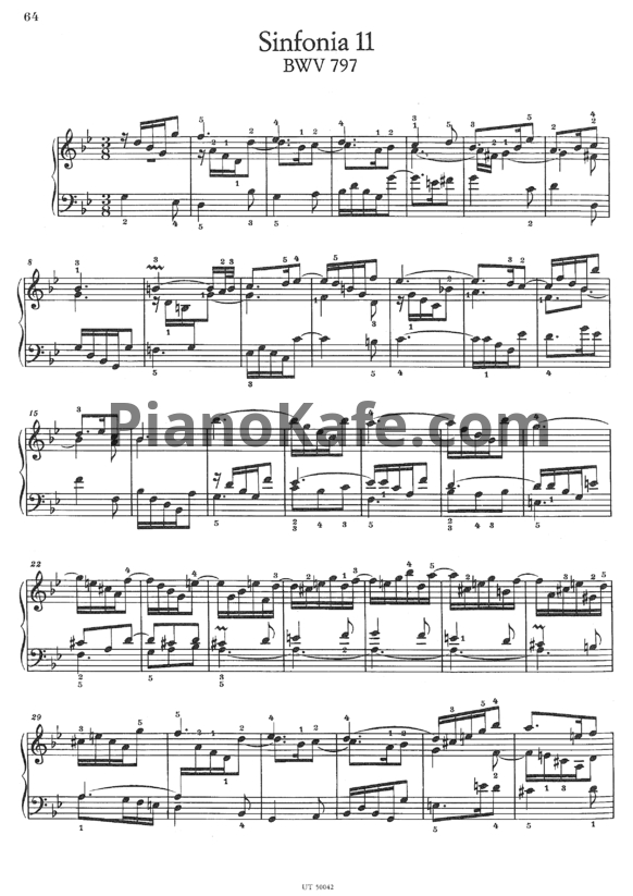 Ноты И. Бах - Симфония №11 (BWV 797) - PianoKafe.com
