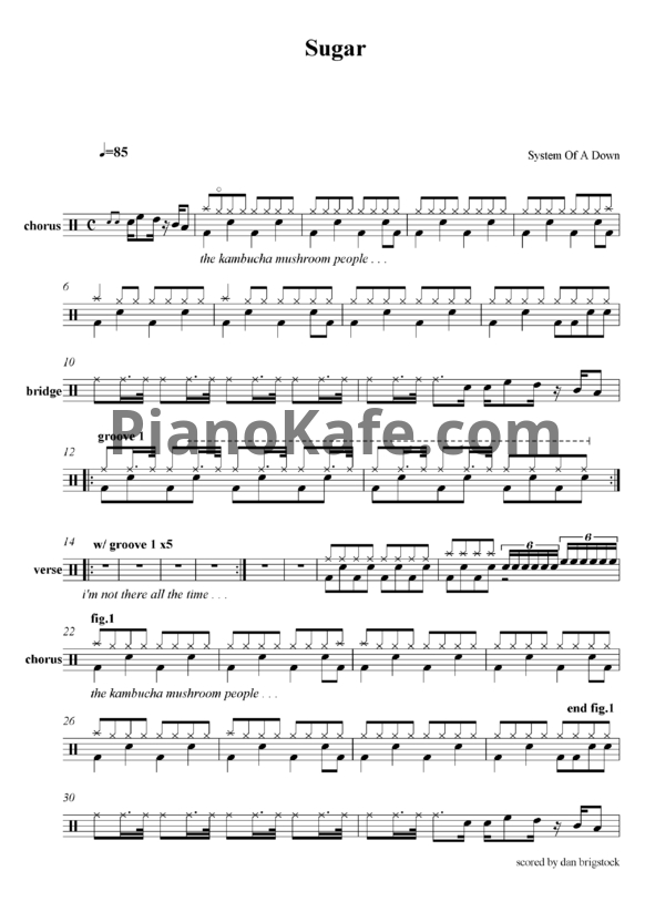 Ноты System of a Down - Sugar - PianoKafe.com