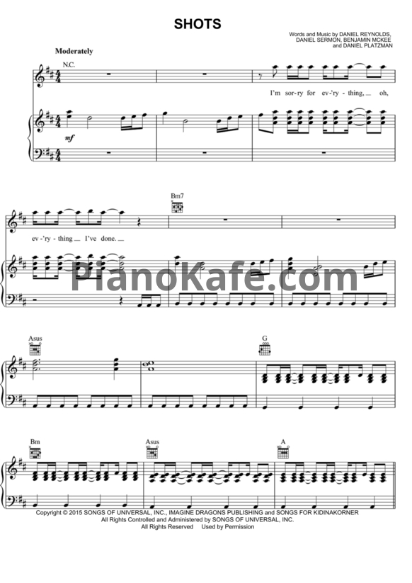 Ноты Imagine Dragons - Shot (Версия 2) - PianoKafe.com
