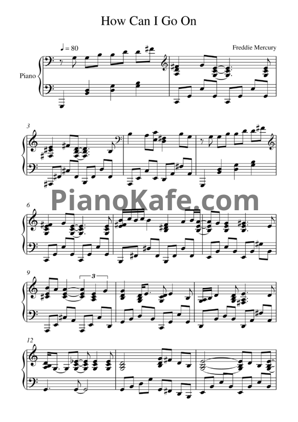 Ноты Freddie Mercury - How can I go on - PianoKafe.com