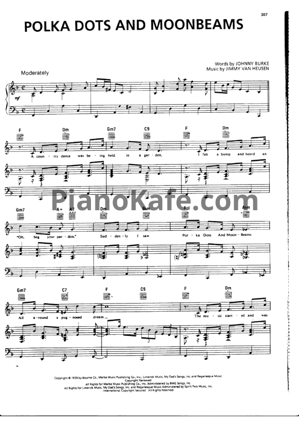 Ноты Jimmy Van Heusen - Polka dots and moonbeams - PianoKafe.com