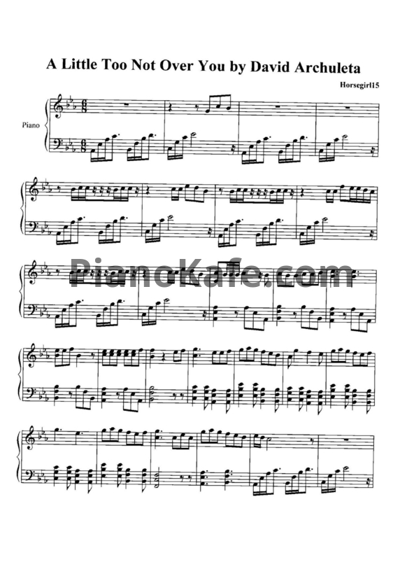 Ноты David Archuleta - A little too not over you - PianoKafe.com