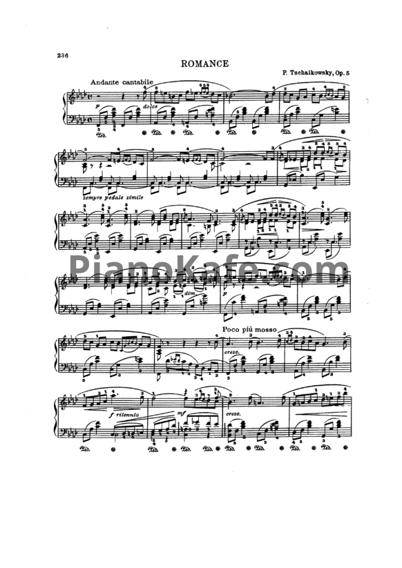 Ноты П. Чайковский - Романс (Op. 5) - PianoKafe.com