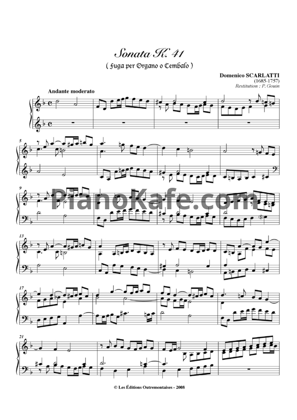 Ноты Д. Скарлатти - Соната K41 - PianoKafe.com