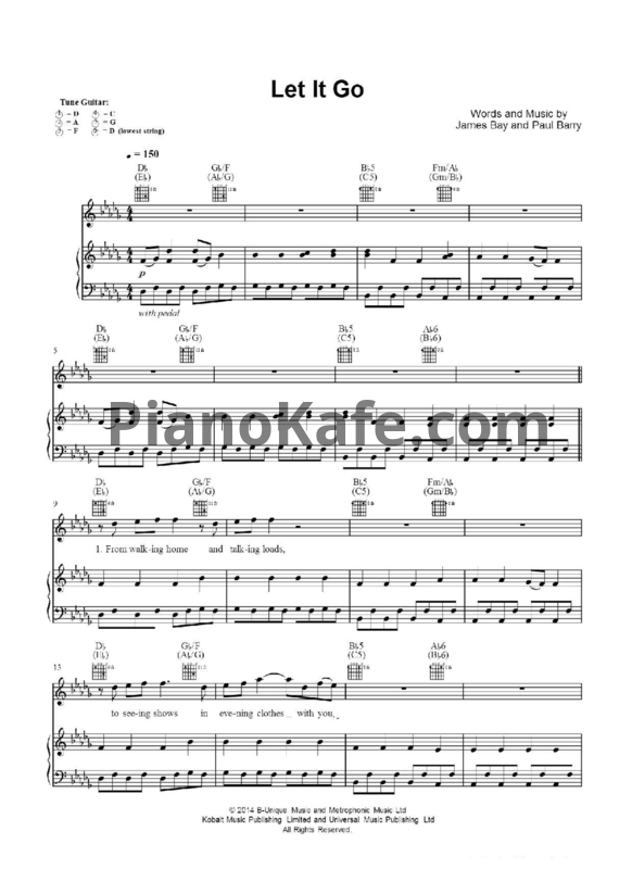 Ноты James Bay - Let it go - PianoKafe.com