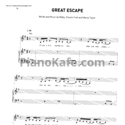 Ноты Moby - Great escape - предпросмотр