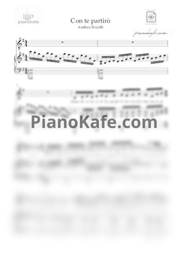Ноты Andrea Bocelli - Con te partiro - PianoKafe.com