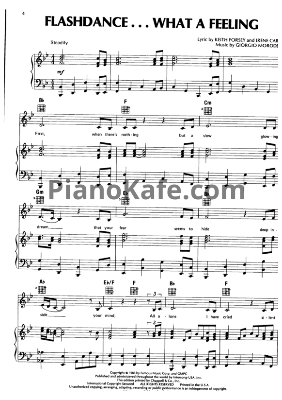 Ноты Giorgio Moroder - Flashdance (Книга нот) - PianoKafe.com