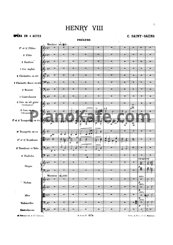 Ноты Камиль Сен-Санс - Опера "Генрих VIII" - PianoKafe.com