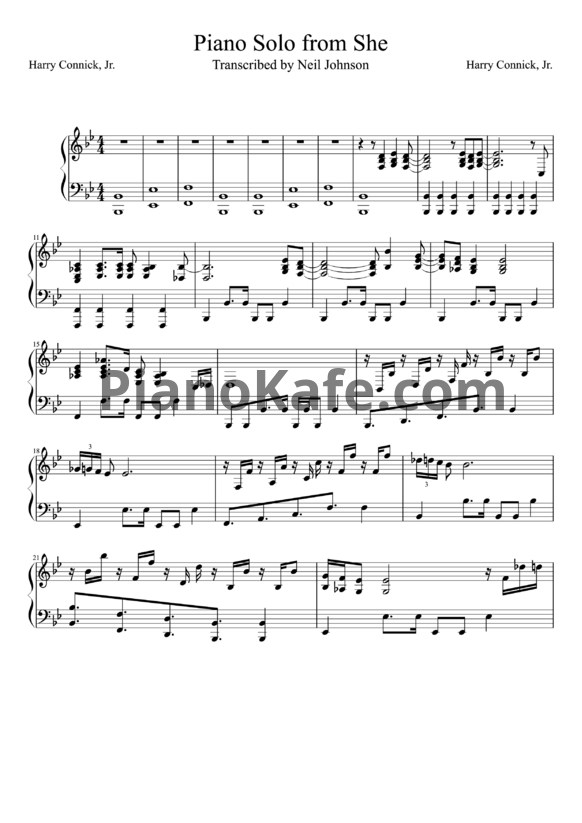 Ноты Harry Connick Jr. - Piano solo for "She" - PianoKafe.com