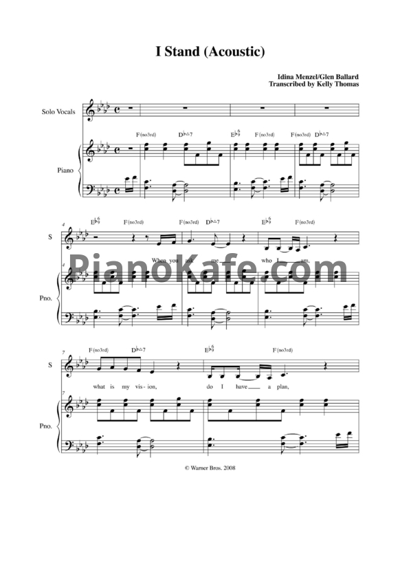 Ноты Idina Menzel - I Stand - PianoKafe.com