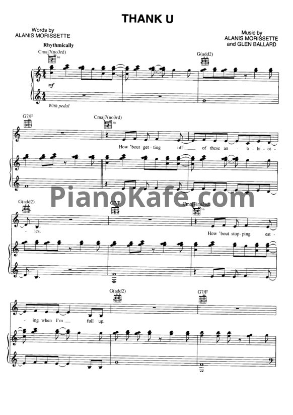 Ноты Alanis Morissette - Thank U - PianoKafe.com