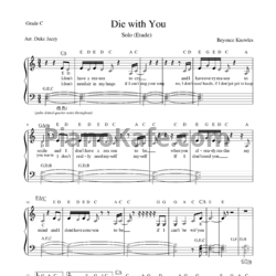 Ноты Beyonce - Die with you - предпросмотр