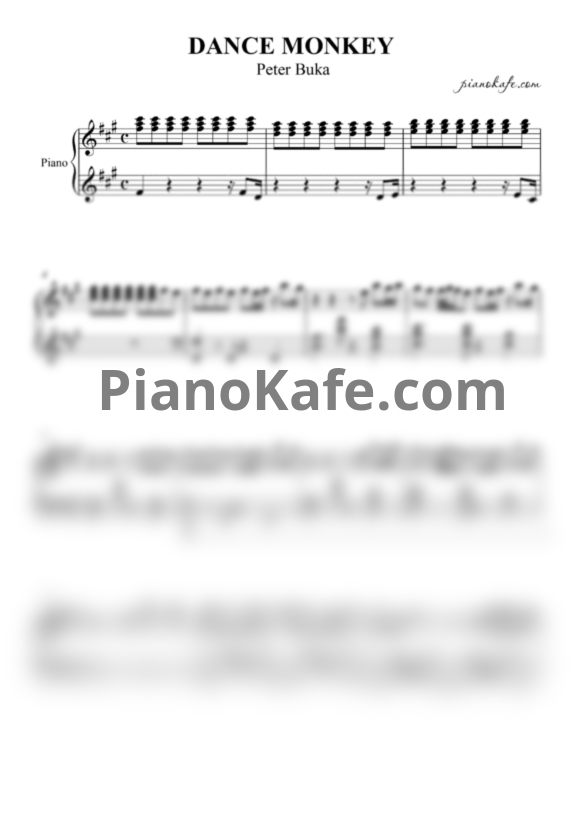 Ноты Tones and I feat. Major Lazer - Dance monkey (Peter Buka cover) - PianoKafe.com