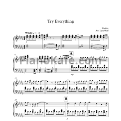 Ноты Shakira - Try everything - предпросмотр