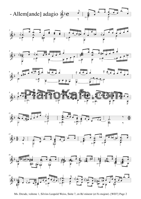 Ноты С. Л. Вайс - Сюита №7 (SW 35) - PianoKafe.com