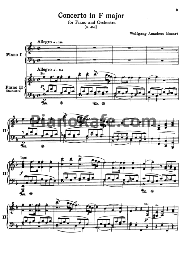 Ноты В. Моцарт - Концерт №19 фа мажор (К. 459) - PianoKafe.com