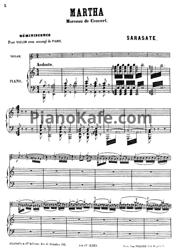 Ноты Пабло де Сарасате - Фантазия на темы оперы "Марта" (Соч. 19) - PianoKafe.com