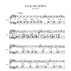 Ноты Troye Sivan - Talk me down - предпросмотр