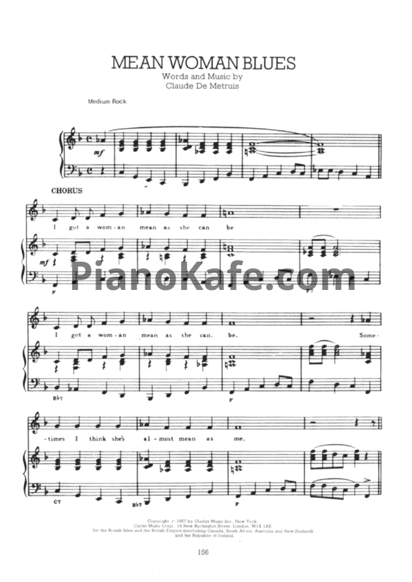 Ноты Elvis Presley - Mean woman blues - PianoKafe.com