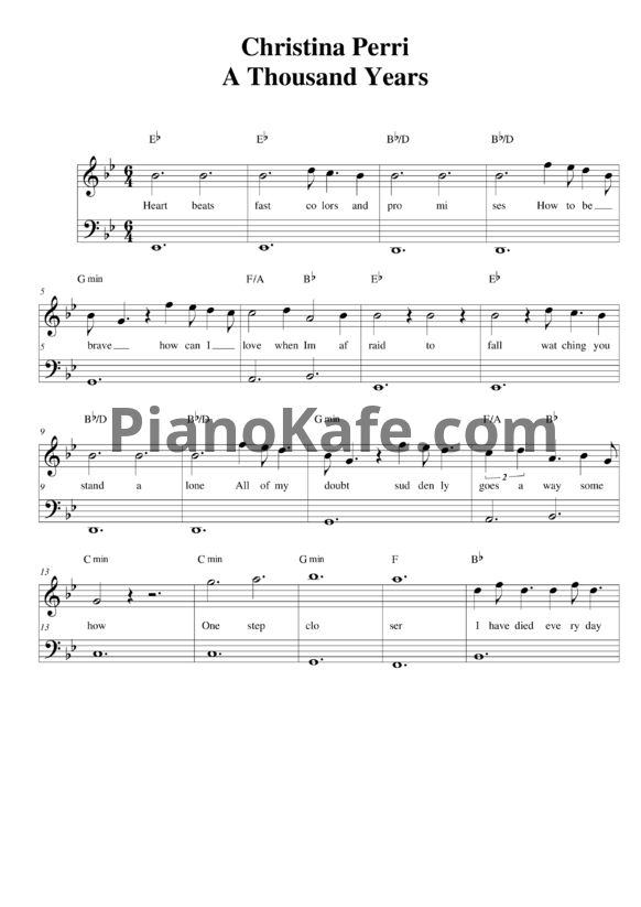 Ноты Christina Perri - A thousand years - PianoKafe.com