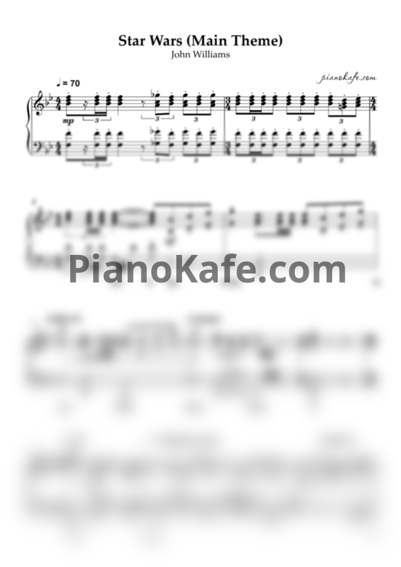 Ноты John Williams - Star Wars main theme (Piano cover) - PianoKafe.com