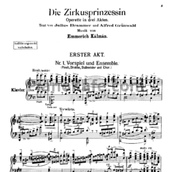 Ноты Kalman Imre - Принцесса Цирка (Die Zirkus Prinzessin) - предпросмотр