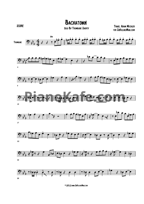 Ноты Trombone Shorty - Backatown - PianoKafe.com