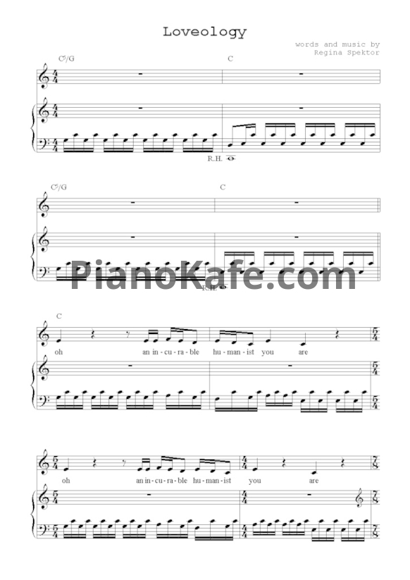 Ноты Regina Spektor - Loveology - PianoKafe.com