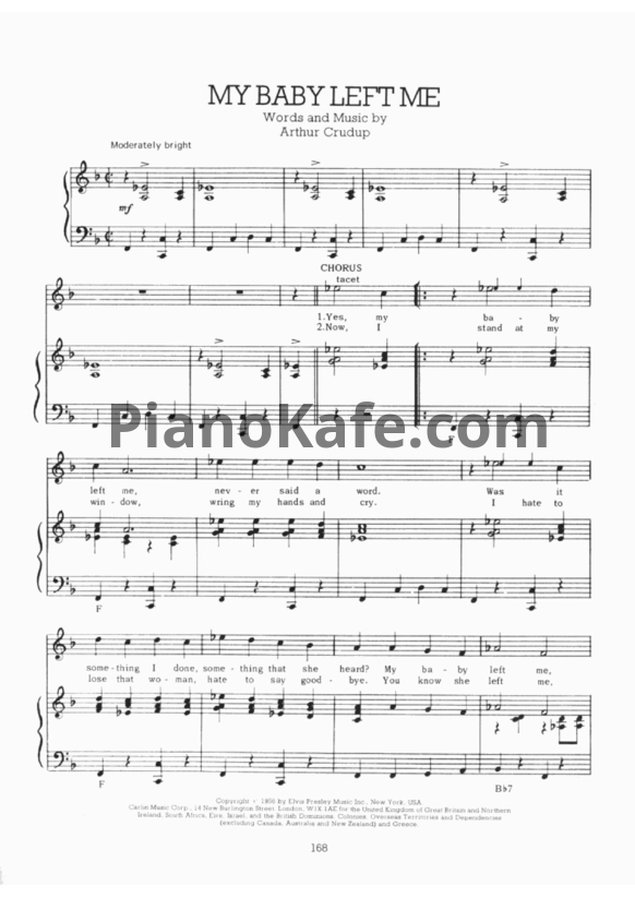 Ноты Elvis Presley - My baby left me - PianoKafe.com