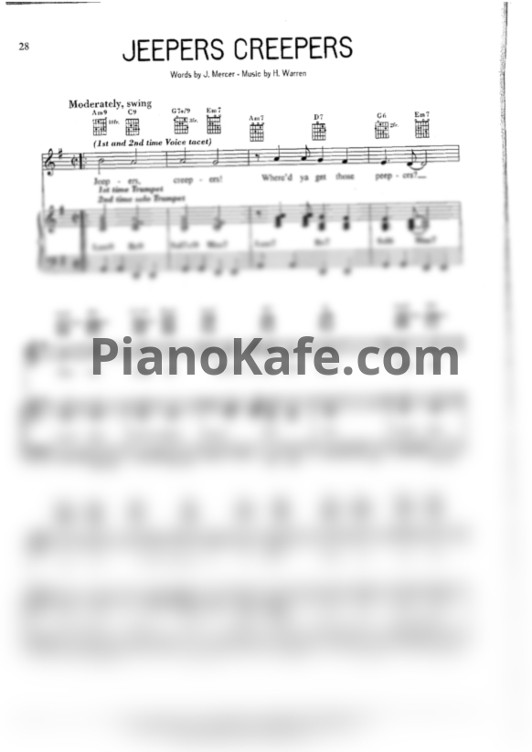 Ноты Louis Armstrong - Jeepers creepers - PianoKafe.com