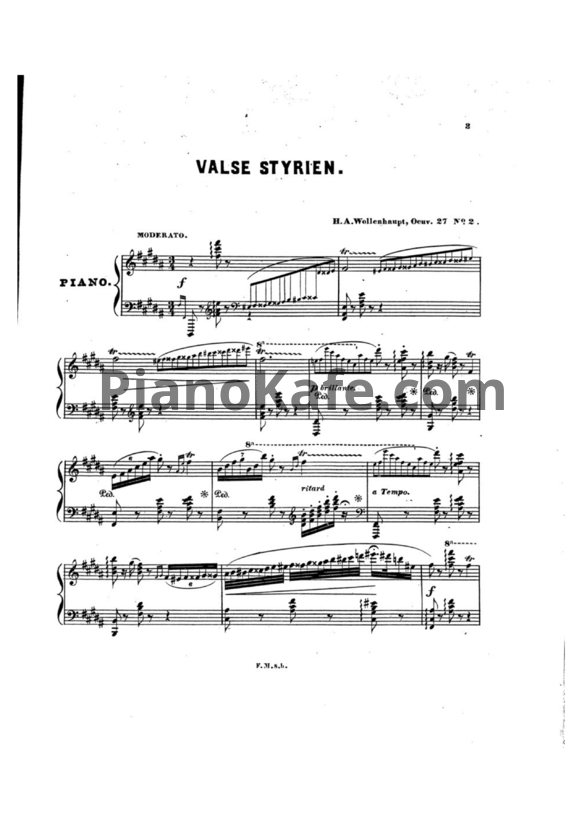 Ноты Герман Волленгаупт - Valse styrienne (Соч. 27, №2) - PianoKafe.com