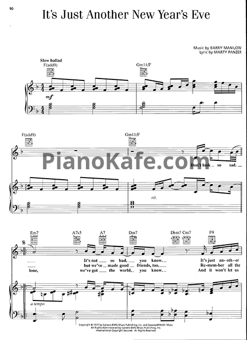 Ноты Barry Manilow - It's just another new year's eve - PianoKafe.com