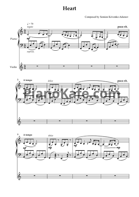 Ноты Семён Кривенко-Адамов - Сердечко (Партитура) - PianoKafe.com