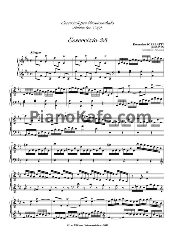 Ноты Д. Скарлатти - Соната K23 - PianoKafe.com