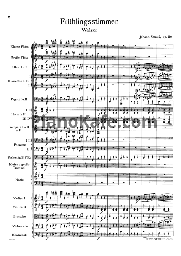 Ноты Иоганн Штраус - Весенние голоса (Op. 410, Партитура) - PianoKafe.com