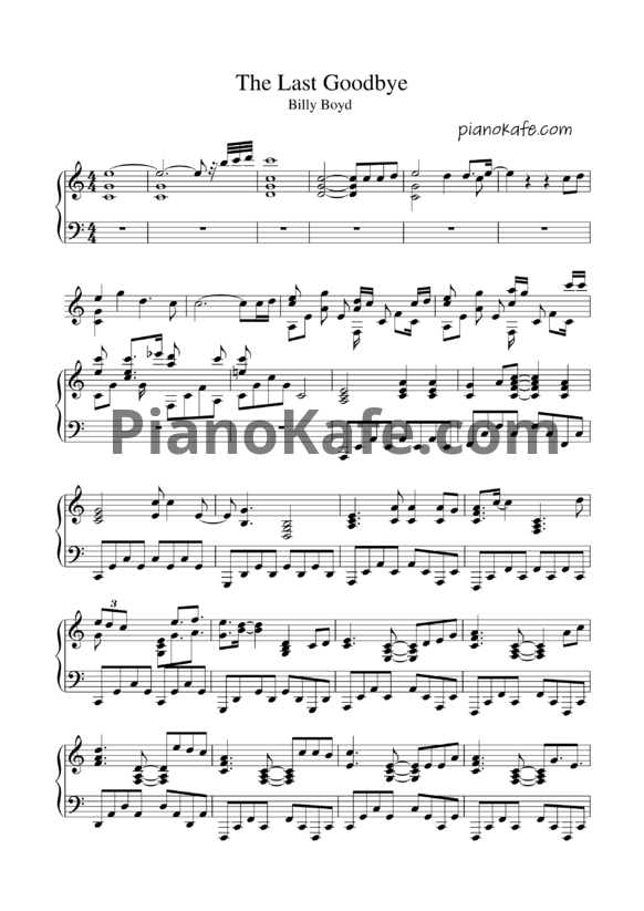 Ноты Billy Boyd - The last goodbye - PianoKafe.com