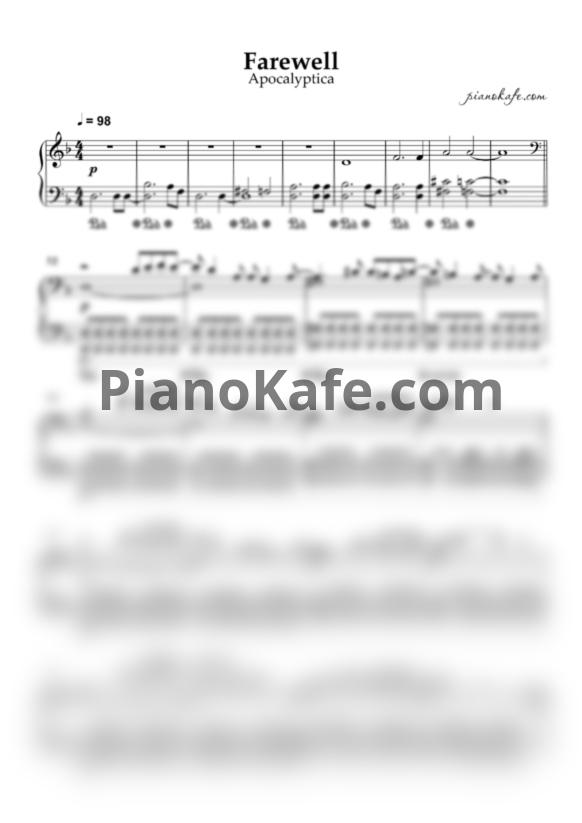 Ноты Apocalyptica - Farewell (ре минор) - PianoKafe.com