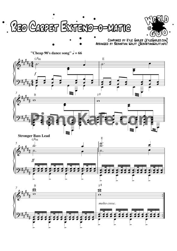 Ноты Kyle Gabler - Red carpet extend of matic - PianoKafe.com