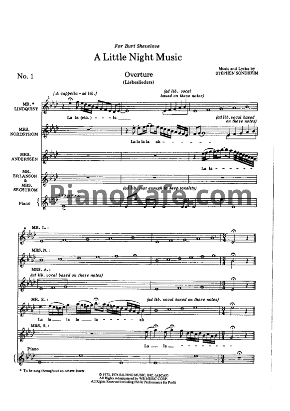 Ноты Stephen Sondheim - A little night music (Книга нот) - PianoKafe.com