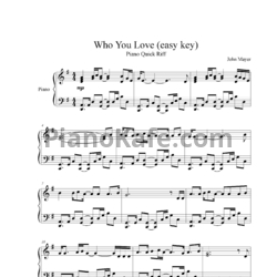 Ноты John Mayer, Katy Perry - Who you love (Простая версия) - предпросмотр