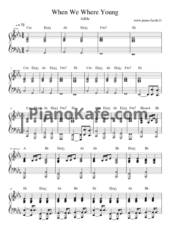 Ноты Adele - When we were young - PianoKafe.com