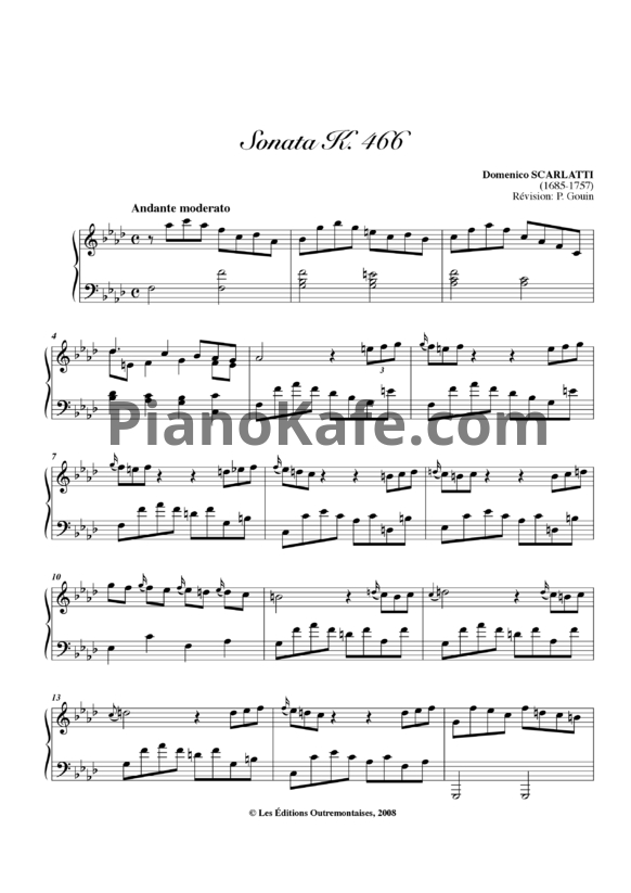 Ноты Д. Скарлатти - Соната K466/L118 - PianoKafe.com