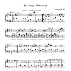 Ноты Two Lanes - November - предпросмотр