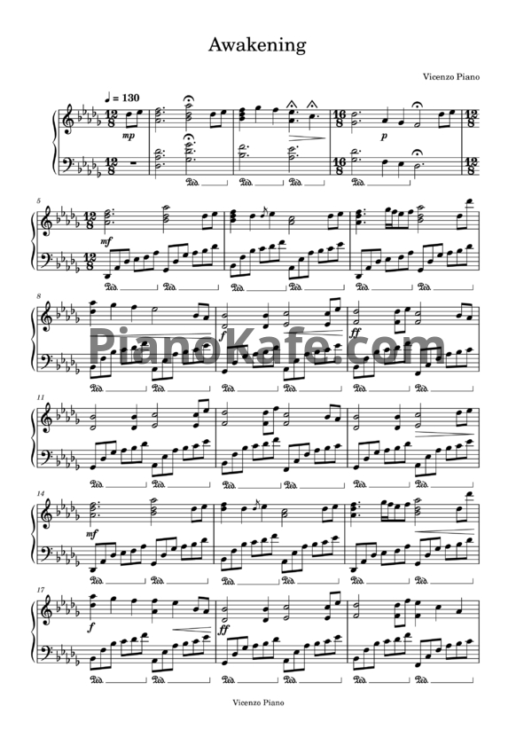 Ноты Vicenzo Piano - Awakening - PianoKafe.com