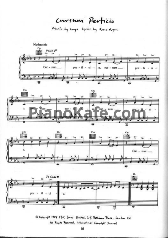 Ноты Enya - Cursum perficio - PianoKafe.com