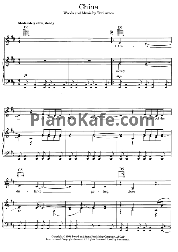 Ноты Tori Amos - China - PianoKafe.com