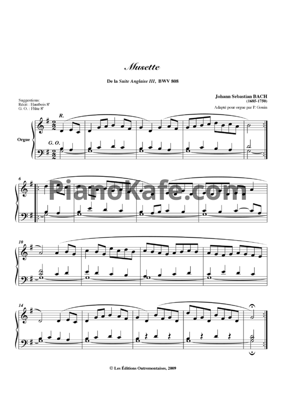 Ноты И. Бах - Musette (BWV 808) - PianoKafe.com