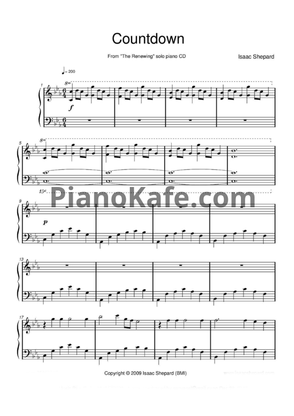 Ноты Isaac Shepard - Countdown - PianoKafe.com